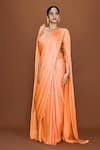 Neeta Lulla_Orange Cotton Satin Embroidery Autumn Pre-stitched Ruffle Saree With Bustier _Online_at_Aza_Fashions