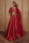 Buy_Safaa_Magenta Vegan Silk Woven Floral Buttis Plunge V Neck Heera Paisley Lehenga Set _at_Aza_Fashions