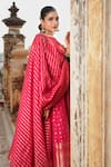 Shop_Safaa_Magenta Vegan Silk Woven Floral Buttis Scoop Panelled Anarkali Pant Set _Online_at_Aza_Fashions