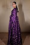 Safaa_Purple Vegan Silk Woven Floral Buttis Notched Meral Anarkali With Dupatta _Online_at_Aza_Fashions