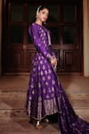 Buy_Safaa_Purple Vegan Silk Woven Floral Buttis Notched Meral Anarkali With Dupatta _Online_at_Aza_Fashions