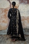 Safaa_Black Vegan Silk Woven Floral Paisley Notched Zahia Botanic Anarkali Pant Set _Online_at_Aza_Fashions