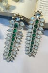 Buy_Prestones_Green Kundan Studded Dangler Earrings _at_Aza_Fashions