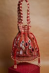 Buy_Nayaab by Sonia_Red Mirror Aaina Jaal Jhaalar Embroidered Potli Bag _at_Aza_Fashions