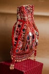 Shop_Nayaab by Sonia_Red Mirror Aaina Jaal Jhaalar Embroidered Potli Bag _at_Aza_Fashions