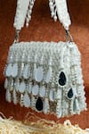 Nayaab by Sonia_White Mirror Aaina Kasse Embroidered Box Shaped Potli Bag _at_Aza_Fashions