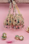 Nayaab by Sonia_Red Mirror Aaina Rangeela Embroidered Potli Bag _at_Aza_Fashions