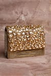 Buy_Nayaab by Sonia_Gold Diamond Stone Hinted Kasse Clutch Bag _at_Aza_Fashions