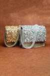 Buy_Nayaab by Sonia_Gold Diamond Stone Hinted Kasse Clutch Bag 