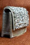 Shop_Nayaab by Sonia_Silver Diamond Stone Hinted Kasse Embellished Clutch Bag _Online_at_Aza_Fashions