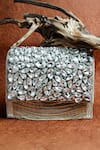 Buy_Nayaab by Sonia_Silver Diamond Stone Hinted Kasse Embellished Clutch Bag 