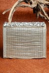 Shop_Nayaab by Sonia_Silver Diamond Stone Hinted Kasse Embellished Clutch Bag 