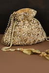 Shop_Nayaab by Sonia_Gold Pearl Summer Bloom Jaal Embroidered Potli Bag _at_Aza_Fashions