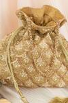 Shop_Nayaab by Sonia_Gold Sequin Vieira Scallop Grace Embroidered Potli Bag _at_Aza_Fashions