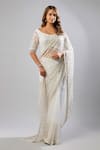 Buy_FATIZ_White Organza Embroidered Cutdana Sweetheart Saree With Blouse _at_Aza_Fashions