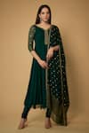 Buy_FATIZ_Green Georgette Hand Embroidered Sequin Cutbeads Panelled Kurta Churidar Set _at_Aza_Fashions