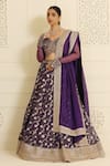 MeenaGurnam_Purple Blouse- Net Embroidery Sequin Paan Zana Floral Vine Pattern Lehenga Set _at_Aza_Fashions