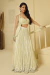 Buy_MeenaGurnam_Green Lehenga Georgette Embroidery Floral Blouse Sheer Jacket And Set _at_Aza_Fashions