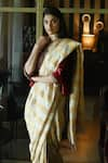 Buy_Shorshe Clothing_Beige Tissue Woven Mogra Patti Saree _Online_at_Aza_Fashions