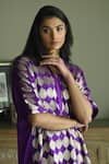 Shop_Shorshe Clothing_Purple Brocade Woven Mughal V Neck Shahi Kaftan And Nandini Dhoti Pant Set _Online_at_Aza_Fashions