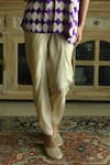 Shorshe Clothing_Purple Brocade Woven Mughal V Neck Shahi Kaftan And Nandini Dhoti Pant Set _at_Aza_Fashions