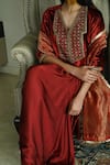 Buy_Shorshe Clothing_Red Handwoven Tissue Stripe Sameena Dupatta _Online_at_Aza_Fashions