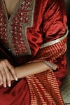 Shop_Shorshe Clothing_Red Handwoven Tissue Stripe Sameena Dupatta _Online_at_Aza_Fashions