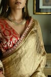 Buy_Shorshe Clothing_Gold Brocade Embellished Lace Sona Block Printed Saree 