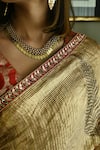 Shop_Shorshe Clothing_Gold Brocade Embellished Lace Sona Block Printed Saree 