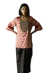 Buy_Shorshe Clothing_Red Brocade Woven Mughal Floral Round Shruti Kurta And Skirt Set 