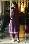 Shop_Shorshe Clothing_Purple Chanderi Hand Embroidered Sequin Collar Noor Kurta With Salwar _at_Aza_Fashions