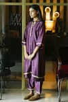 Buy_Shorshe Clothing_Purple Chanderi Hand Embroidered Sequin Collar Noor Kurta With Salwar 