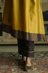 Buy_Shorshe Clothing_Yellow Chanderi Brocade Hand Embroidered Floral Yoke Kurta With Cigarette Pant 