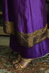 Shorshe Clothing_Purple Chanderi Brocade Hand Embroidered Floral Round Yoke Kurta With Palazzo _at_Aza_Fashions