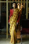 Buy_Shorshe Clothing_Yellow Handwoven Tissue Hand Embroidered Stripe Zari Patti Hem Saree _at_Aza_Fashions