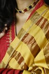 Buy_Shorshe Clothing_Yellow Handwoven Tissue Hand Embroidered Stripe Zari Patti Hem Saree _Online_at_Aza_Fashions