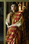 Buy_Shorshe Clothing_Red Handwoven Tissue Stripe Kumkum Zari Patti Hand Saree _Online_at_Aza_Fashions