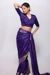 Shop_Bihart_Purple Wild Silk Embroidery Tarangini Woven Saree With Unstitched Blouse Piece _at_Aza_Fashions