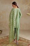 Shop_Chhavvi Aggarwal_Green Chanderi Embroidered Sequin V-neck Kurta Pant Set _at_Aza_Fashions