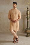 Buy_Chhavvi Aggarwal_Beige Crushed Tissue Textured Kurta With Pant _at_Aza_Fashions