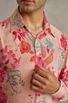 Chhavvi Aggarwal_Pink Crepe Printed Floral Kurta With Pant _Online_at_Aza_Fashions