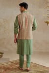 Shop_Chhavvi Aggarwal_Green Crepe Printed Geometric Floral Jade Kurta Set With Bundi _at_Aza_Fashions