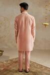 Shop_Chhavvi Aggarwal_Pink Chanderi Embroidered Gota Lace Kurta With Pant _at_Aza_Fashions