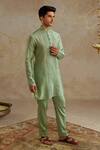 Buy_Chhavvi Aggarwal_Green Chanderi Embroidered Gota Lace Kurta And Pant Set _Online_at_Aza_Fashions