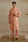 Buy_Chhavvi Aggarwal_Peach Crepe Solid Kurta With Pant _at_Aza_Fashions