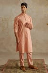 Shop_Chhavvi Aggarwal_Peach Crepe Solid Kurta With Pant _at_Aza_Fashions