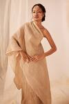 Ek Katha_Beige Tussar Silk Embroidery Cord Skirt _Online_at_Aza_Fashions