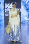 Buy_Ek Katha_Off White Kota Doriya Embroidery Cord Halter Neck Bustier And Mermaid Skirt Set _at_Aza_Fashions