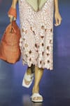 Ek Katha_Beige Linen Printed Batik Cutwork Skirt _Online_at_Aza_Fashions