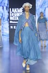 Ek Katha_Blue Kota Doriya Embroidery Cord Double Layered Skirt _Online_at_Aza_Fashions